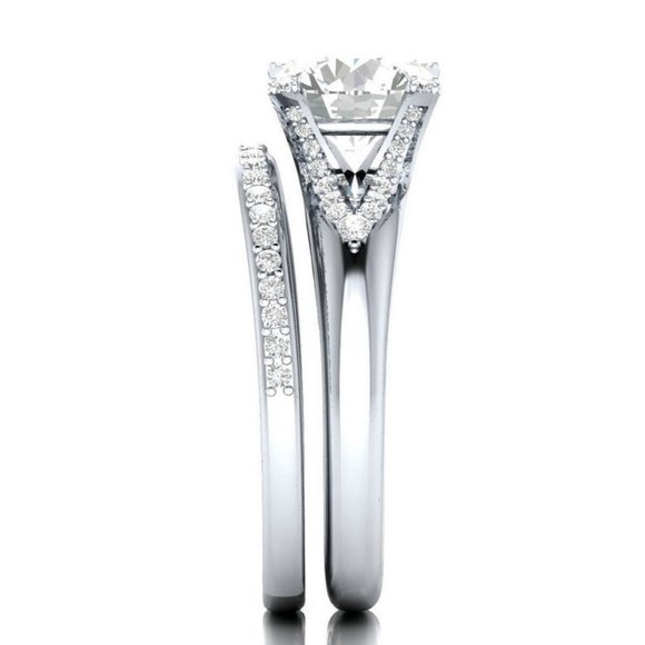 NEW 2PC/Set Round Diamond Engagement Ring 12 - Picture 5 of 5